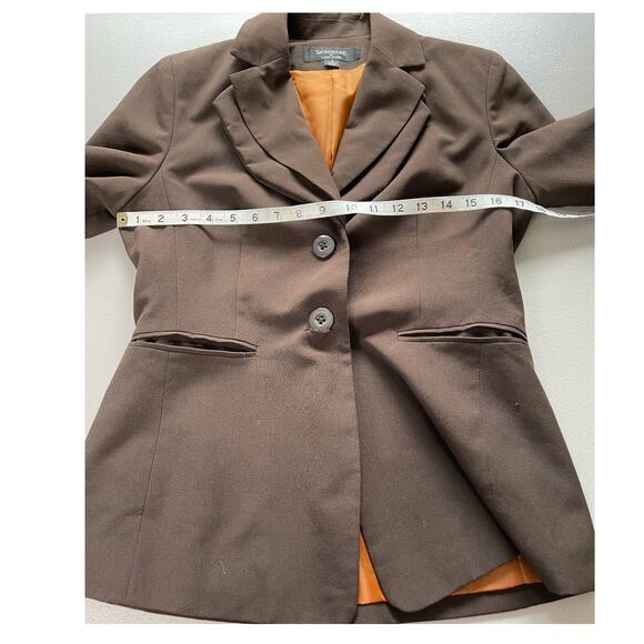 SIGNAUTRE Larry Levine Blazer Jacket Long Sleeve Academia Office Siren Brown 4 - Picture 8 of 11